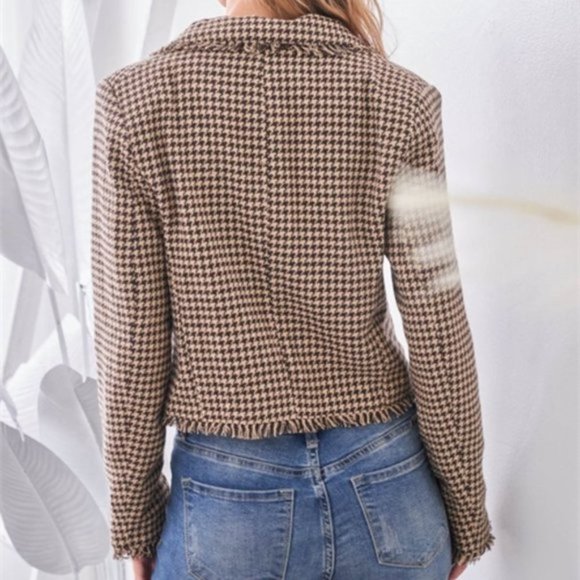 work chic houndstooth plaid print fringe detailed - Picture 5 of 7
